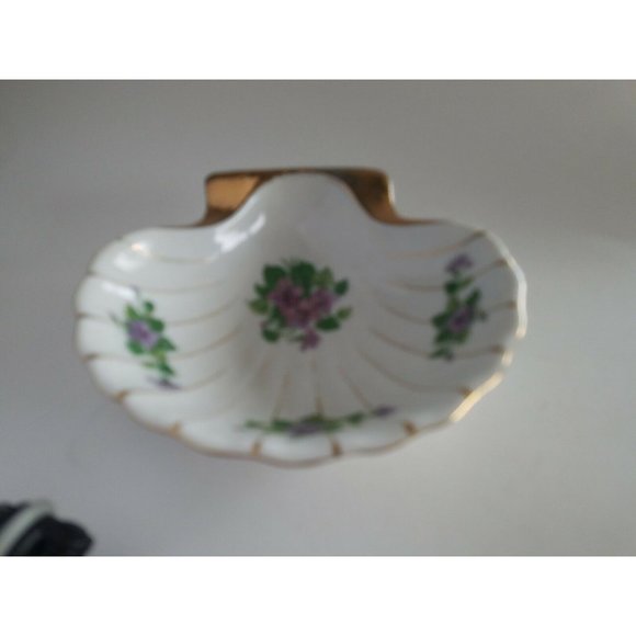 Vintage Nasco Japan Shell Porcelain dish hand painted flowers - Picture 6 of 6